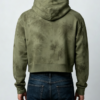Custom Men's Performance Poly Tie-Dye Cropped Pullover Hoodie Army Green - view 2