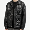 Custom Men's Nylon Oversized Trucker Jacket Washed Black