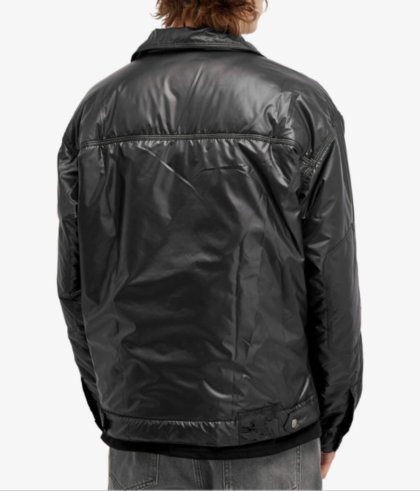 Custom Men's Nylon Oversized Trucker Jacket Washed Black - view 2