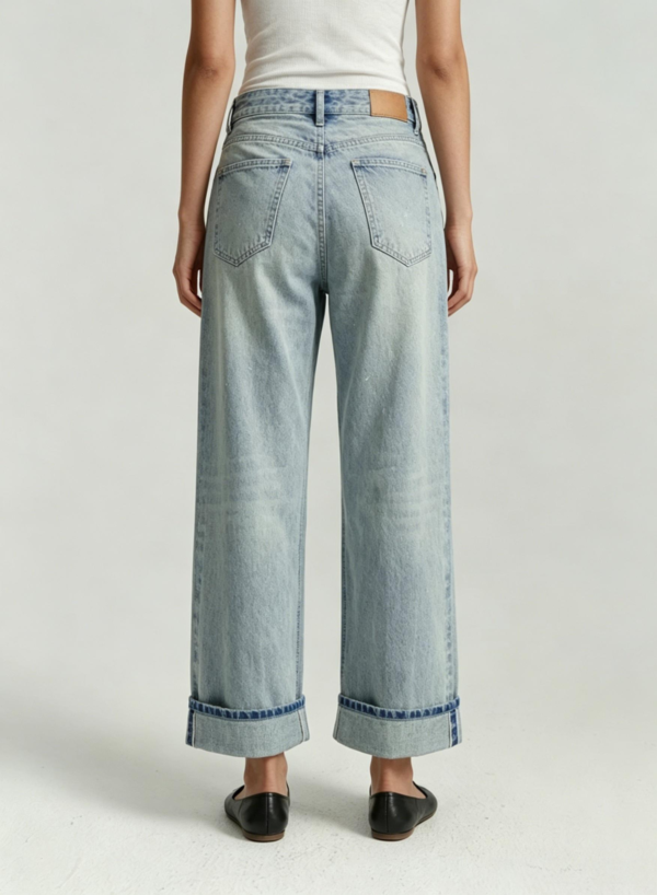 Custom Women's Selvedge Denim Stone Washed Straight Leg Jeans - view 2 Custom Women's Selvedge Denim Stone Washed Straight Leg Jeans - view 2