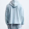 Custom Men's Performance Poly Streetwear Cropped Pullover Hoodie Washed Blue - view 2