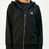Custom Women's 500 GSM Heavyweight Printed Longline Zip-Up Hoodie Black