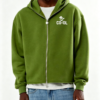 Custom Men's Performance Poly Screen Printed Cropped Zip-Up Hoodie Olive