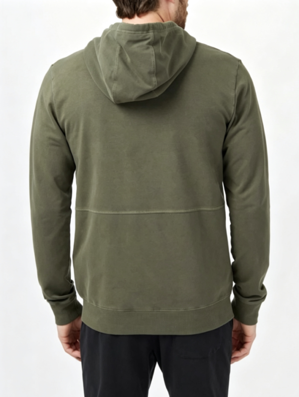 Custom Men's 400 GSM French Terry Longline Zip-Up Hoodie Army Green - view 2