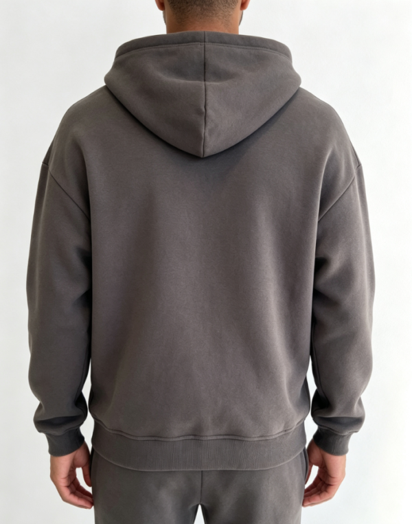 Custom Men's 500 GSM Heavyweight Longline Zip-Up Hoodie Charcoal - view 2 Custom Men's 500 GSM Heavyweight Longline Zip-Up Hoodie Charcoal - view 2