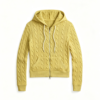 Custom Women's Lambswool Cable-Knit Button-Up Mustard Cardigan