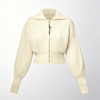 Custom Women's Lambswool Cable-Knit Zip-Up Cropped Cardigan
