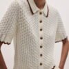 Custom Women's Linen Open-Knit Short-Sleeve Button-Up Cardigan