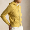 Custom Women's Lambswool Cable-Knit Button-Up Mustard Cardigan - view 2