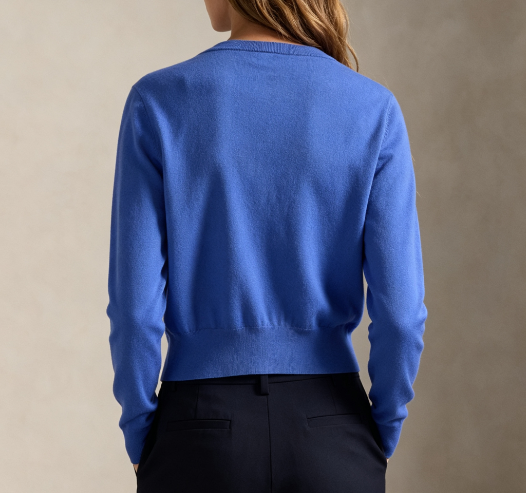 Custom Women's Silk Wool Blend 14-Gauge Crew-Neck Button-Up Cardigan - view 2 Custom Women's Silk Wool Blend 14-Gauge Crew-Neck Button-Up Cardigan - view 2