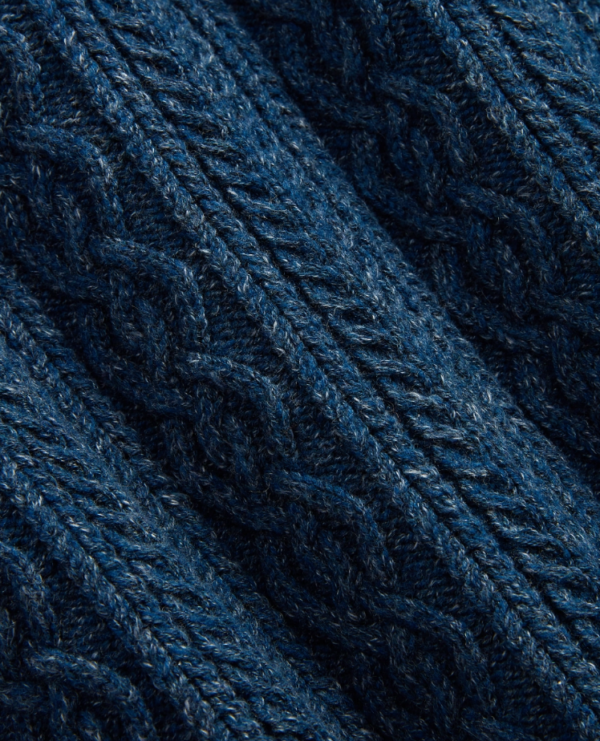 Custom Women's Merino Wool Cable-Knit Button-Up Cropped Washed Blue Cardigan - view 3