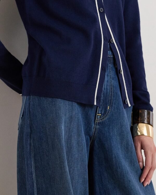 Custom Women's Wool Blend Ribbed Crew-Neck Two-Piece Cardigan - view 3
