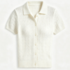 Custom Women's Cotton Blend Cable-Knit Short-Sleeve Button-Up Cardigan - view 3