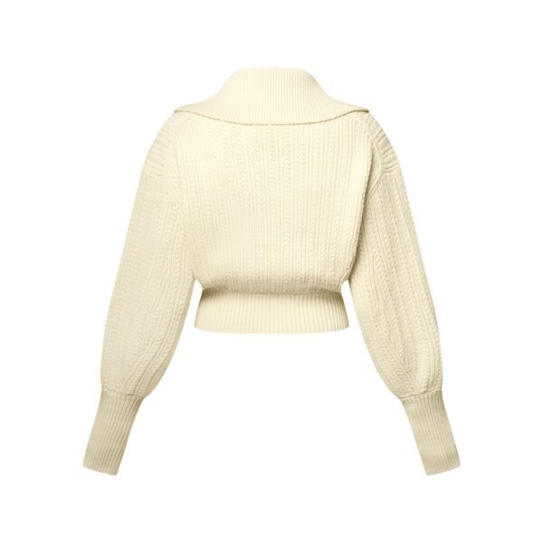 Custom Women's Lambswool Cable-Knit Zip-Up Cropped Cardigan - view 3