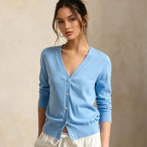 Custom Women's Wool Blend V-Neck Button-Up Fitted Cardigan Custom Women's Wool Blend V-Neck Button-Up Fitted Cardigan