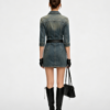 Custom Women's Organic Cotton Distressed Blue Denim Dress - view 2 Custom Women's Organic Cotton Distressed Blue Denim Dress - view 2