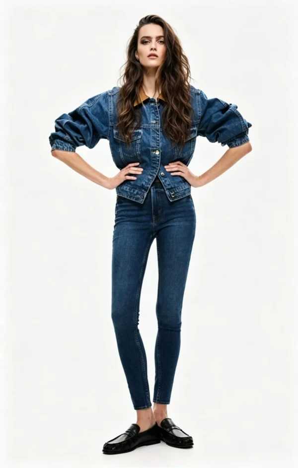 Custom Women's Stone-Washed Relaxed Denim Set Custom Women's Stone-Washed Relaxed Denim Set