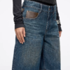 Custom Women's Organic Cotton Stone-Washed Bermuda Baggy Blue Denim Shorts - view 2 Custom Women's Organic Cotton Stone-Washed Bermuda Baggy Blue Denim Shorts - view 2