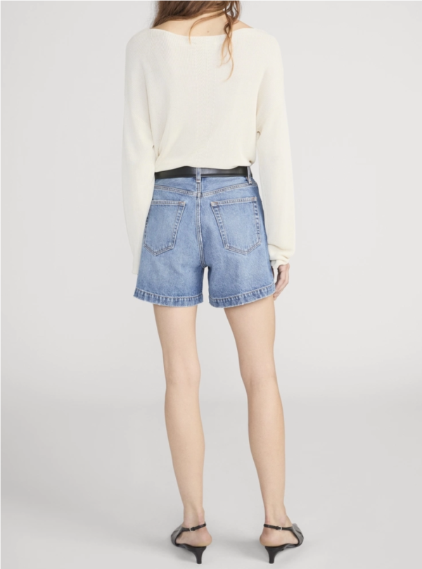 Custom Women's Organic Cotton Distressed Baggy Blue Denim Shorts - view 2