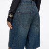 Custom Women's Organic Cotton Stone-Washed Bermuda Baggy Blue Denim Shorts - view 3 Custom Women's Organic Cotton Stone-Washed Bermuda Baggy Blue Denim Shorts - view 3