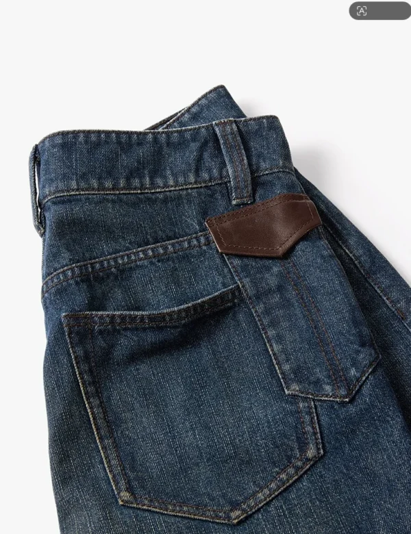 Custom Women's Organic Cotton Stone-Washed Bermuda Baggy Blue Denim Shorts - view 4 Custom Women's Organic Cotton Stone-Washed Bermuda Baggy Blue Denim Shorts - view 4