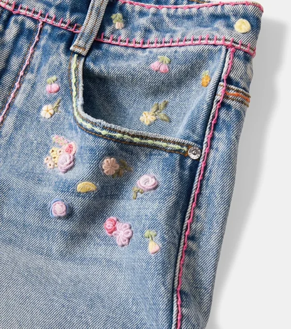 Custom Women's Organic Cotton Stone-Washed Blue Denim Shorts - view 2