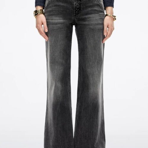 Custom Women's Stretch Denim Slim-Fit Charcoal Jeans