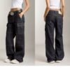 Custom Women's Selvedge Denim Stone-Washed Baggy Navy Jeans