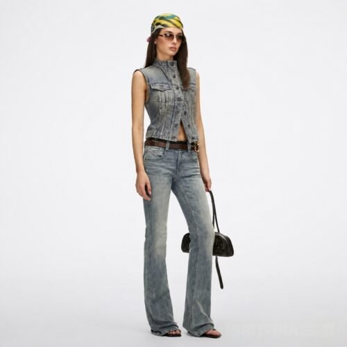 Custom Women's Denim Distressed Washed Blue Jeans