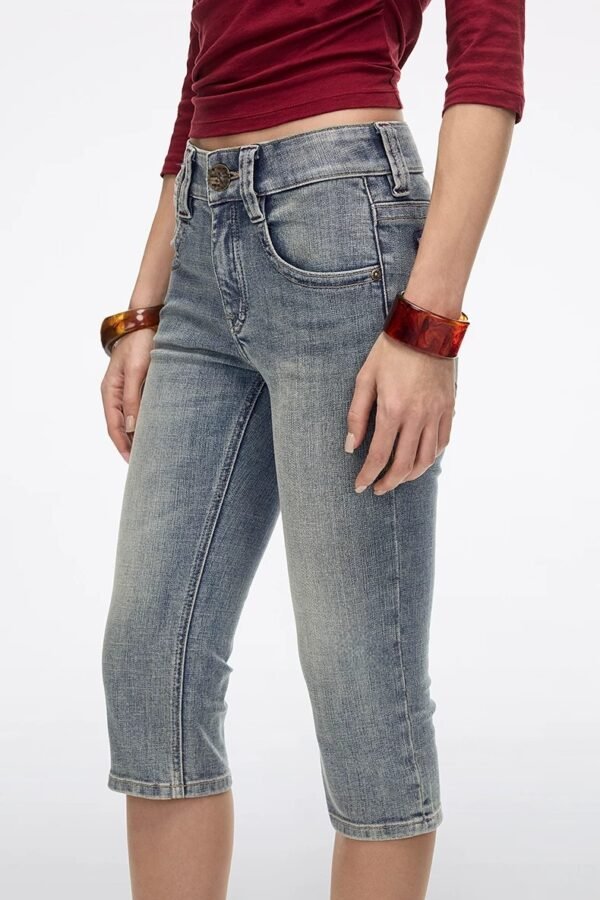 Custom Women's Organic Cotton Distressed Slim-Fit Grey Jeans