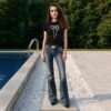 Custom Women's Stretch Denim Slim-Fit Navy Jeans