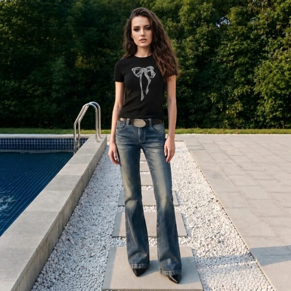 Custom Women's Stretch Denim Slim-Fit Navy Jeans