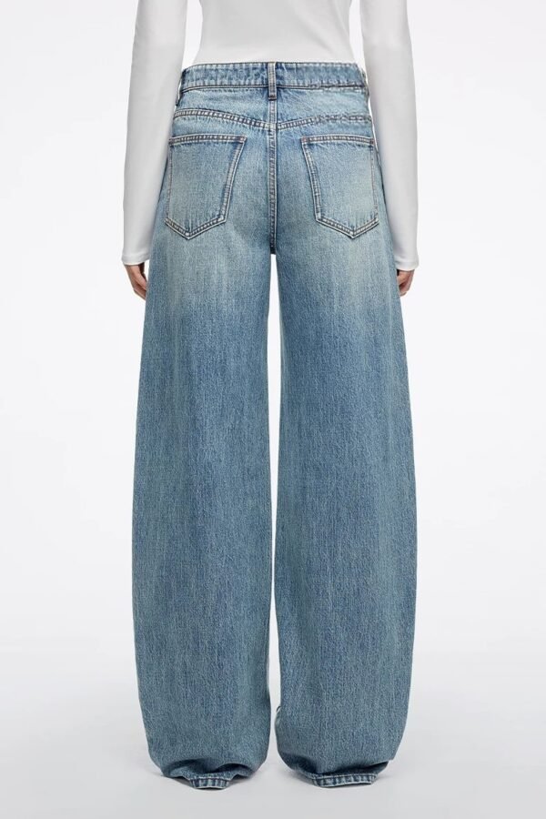 Custom Women's Organic Cotton Stone-Washed Baggy Blue Jeans - Style 606ADB - view 2 Custom Women's Organic Cotton Stone-Washed Baggy Blue Jeans - Style 606ADB - view 2