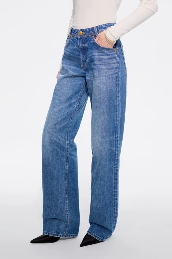 Custom Women's Organic Cotton Stone-Washed Blue Jeans - Style 218925 - view 2