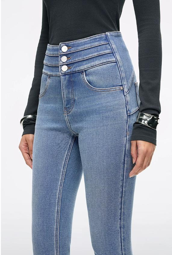 Custom Women's Organic Cotton Skinny Blue Jeans - Style D1710D - view 2