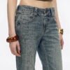 Custom Women's Denim Distressed Washed Blue Jeans - view 2