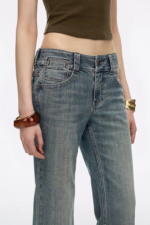 Custom Women's Denim Distressed Washed Blue Jeans - view 2