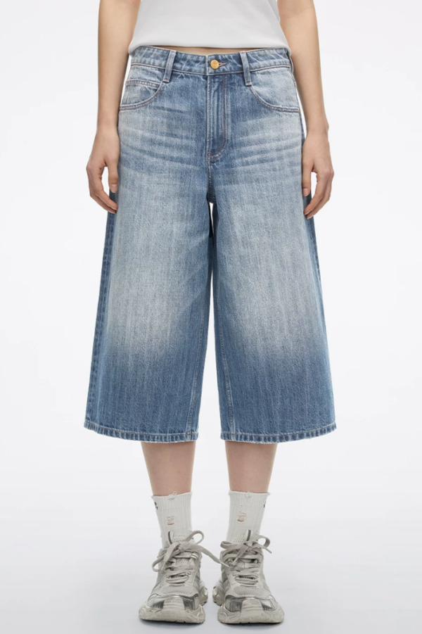 Custom Women's Organic Cotton Stone-Washed Baggy Blue Jeans - Style 40748D - view 2