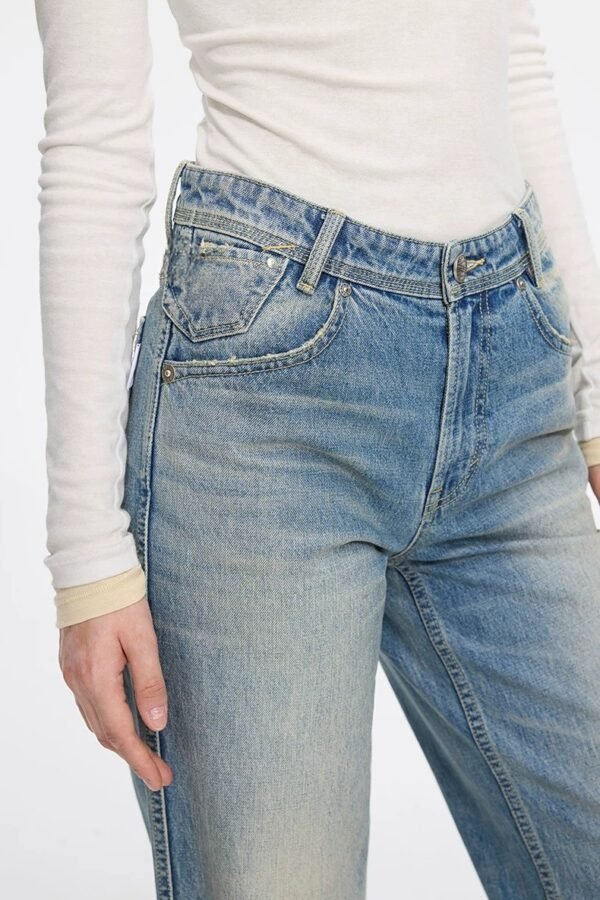 Custom Women's Organic Cotton Distressed Blue Jeans - view 2