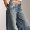 Custom Women's Selvedge Denim Stone-Washed Baggy Blue Jeans - view 3 Custom Women's Selvedge Denim Stone-Washed Baggy Blue Jeans - view 3