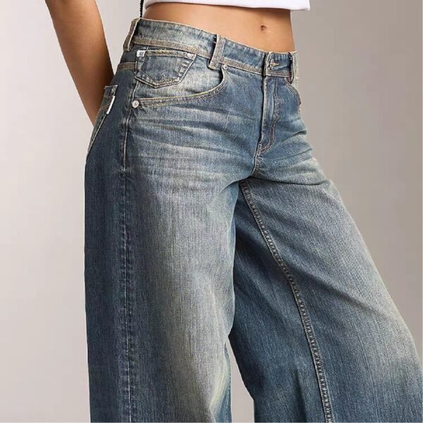 Custom Women's Selvedge Denim Stone-Washed Baggy Blue Jeans - view 3 Custom Women's Selvedge Denim Stone-Washed Baggy Blue Jeans - view 3