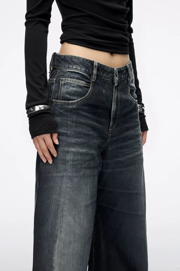 Custom Women's Organic Cotton Stone-Washed Baggy Navy Jeans - view 3