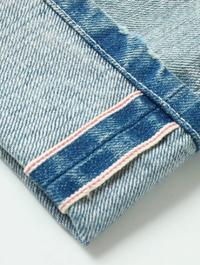 Custom Women's Selvedge Denim Stone-Washed Blue Jeans - view 3