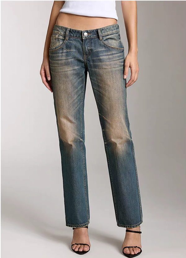 Custom Women's Denim Distressed Yellow Jeans - view 2