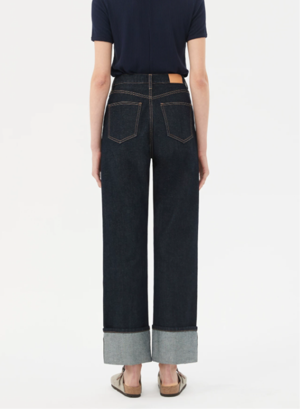 Custom Women's Organic Cotton Embroidered Baggy Navy Jeans - view 4