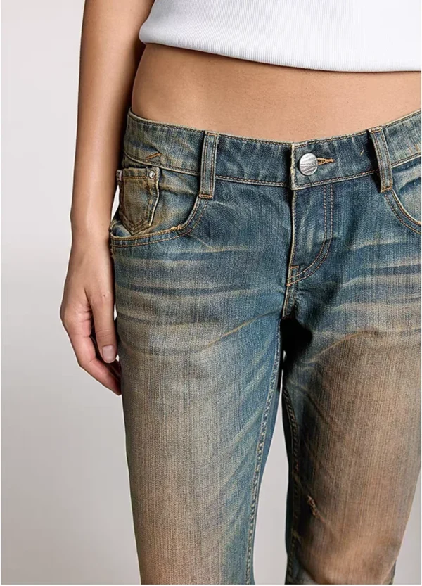 Custom Women's Denim Distressed Yellow Jeans - view 3