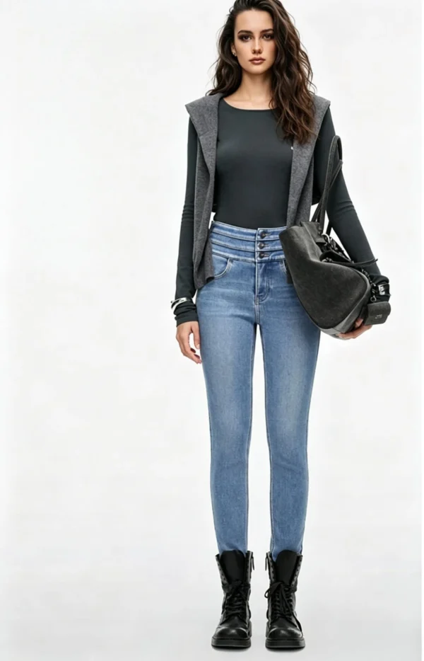 Custom Women's Organic Cotton Skinny Blue Jeans - Style D1710D
