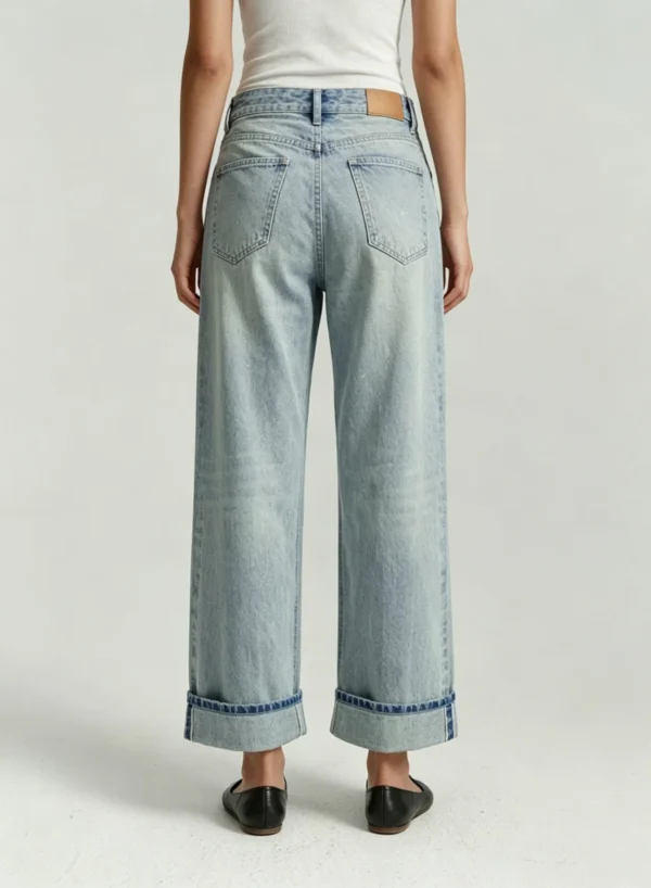 Custom Women's Selvedge Denim Stone-Washed Blue Jeans - view 2
