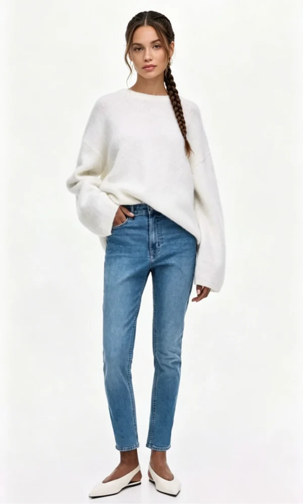 Custom Women's Selvedge Denim Stone-Washed Indigo Jeans