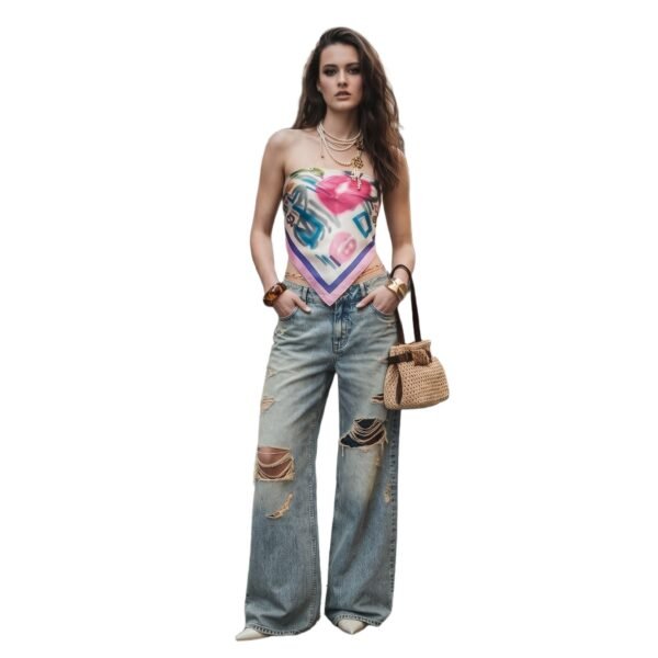 Custom Women's Organic Cotton Distressed Baggy Jeans